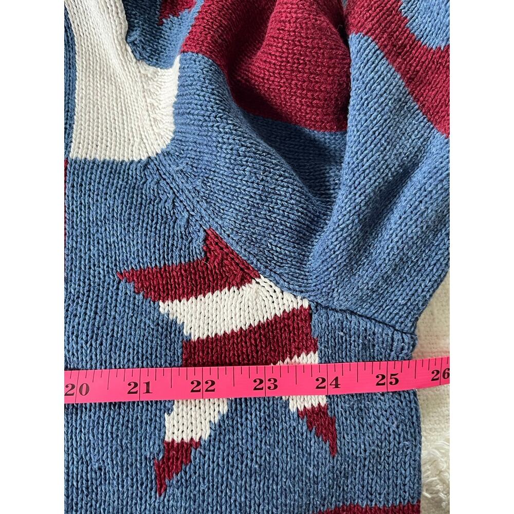Vintage 90s Americana Cardigan USA Patriotic Cottage Granny July 4 Plus Size 1X - Picture 5 of 8